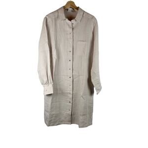 Charles Robertson Beige Linen Long Sleeve Shirt Dress EUC 44 US 10